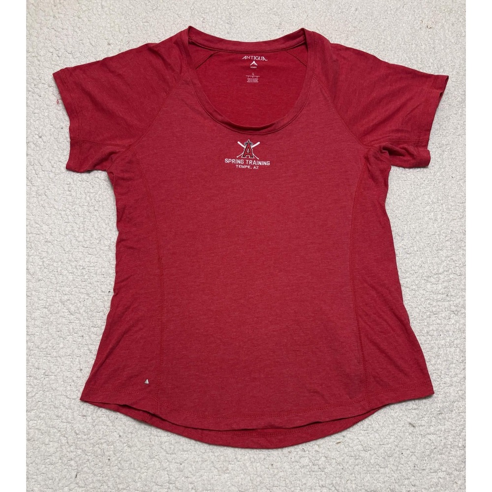 Antigua Womens Los Angeles Angels T-shirt Red Spring Training Tempe AZ MLB L